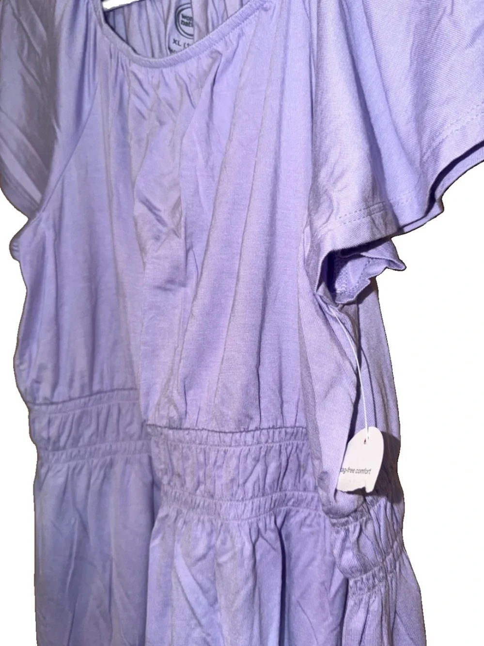 Wonder Nation Girls Purple Romper XL 14-16 Flutter Sleeve Smocked Waist New
